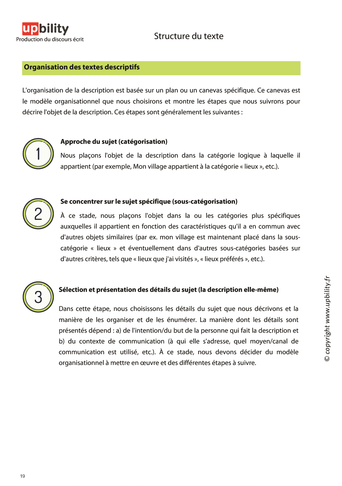 PRODUCTION DU DISCOURS ÉCRIT | Structure du texte - Partie A