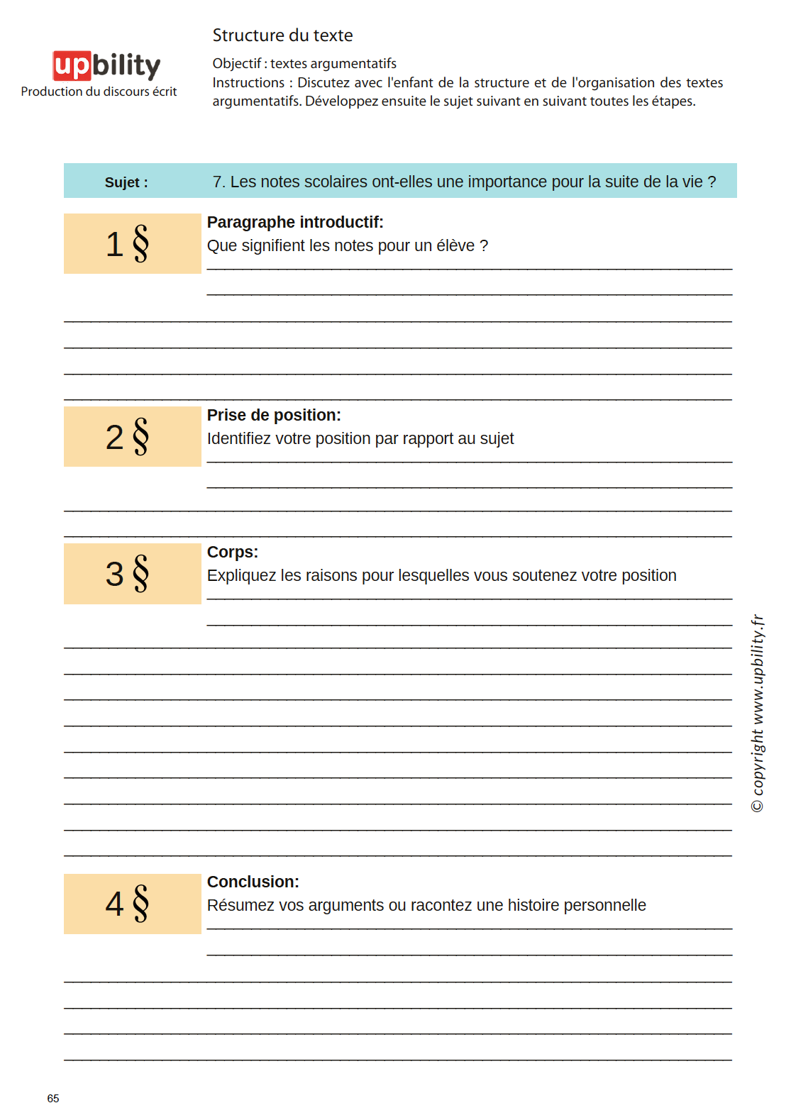 PRODUCTION DU DISCOURS ÉCRIT | Structure du texte - Partie B