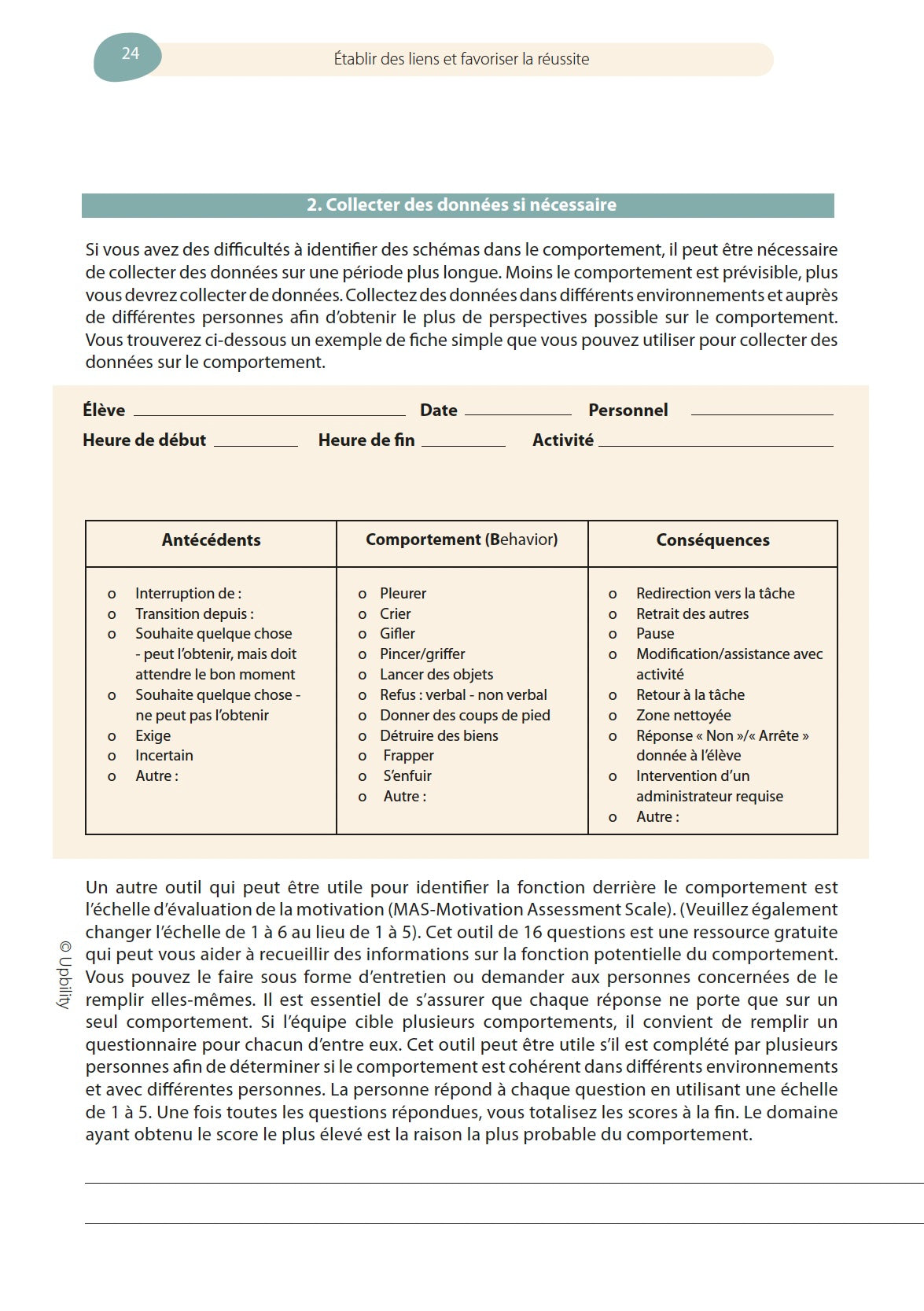 Évaluation fonctionnelle du comportement