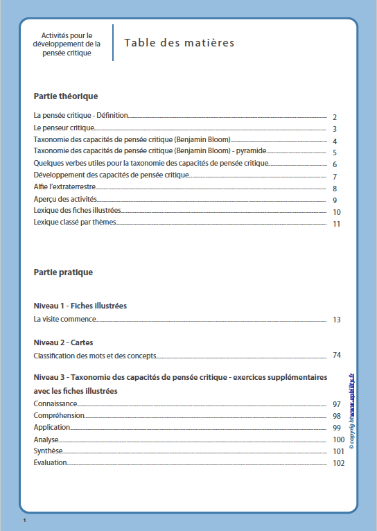 ACTIVITÉS pour le développement de la pensée critique - Upbility.fr