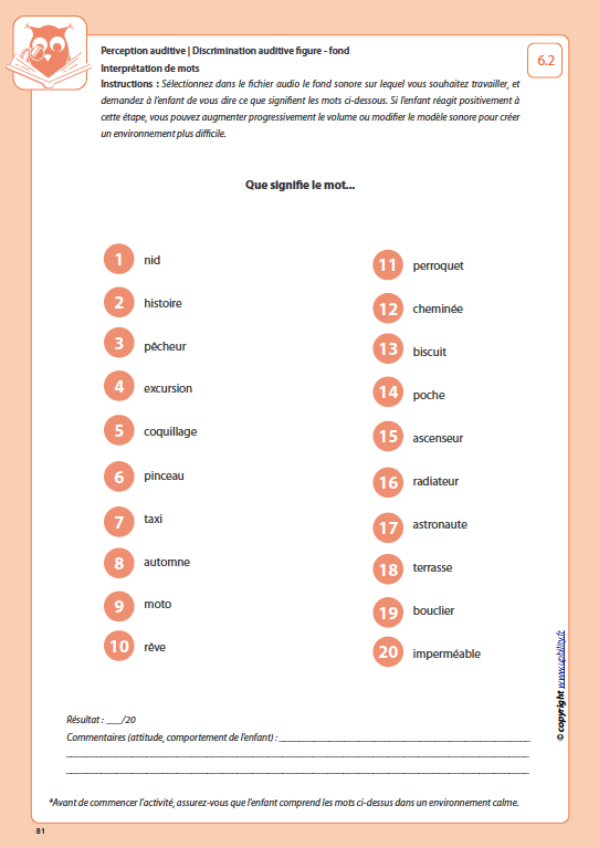 Développement de la perception auditive | DISCRIMINATION AUDITIVE FIGURE - FOND - Upbility.fr