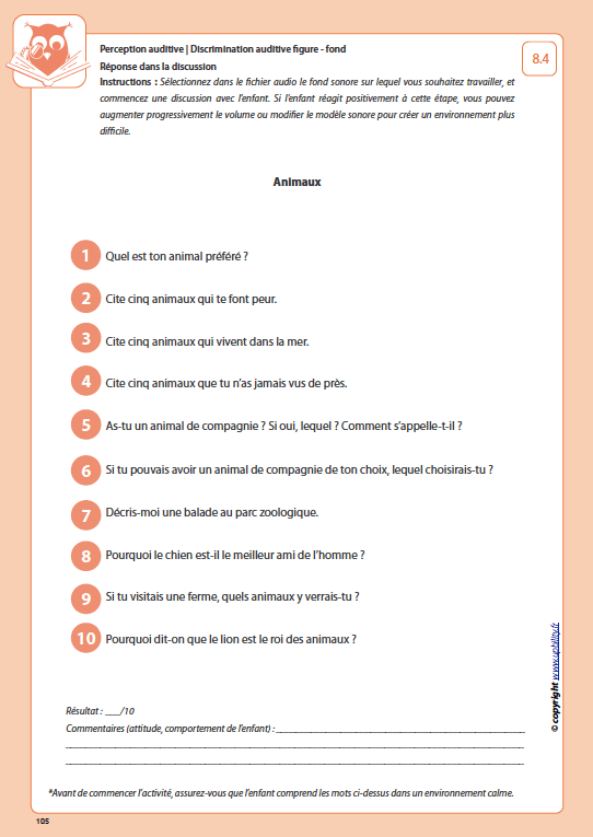 Développement de la perception auditive | DISCRIMINATION AUDITIVE FIGURE - FOND - Upbility.fr