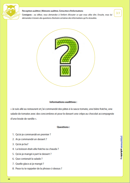 Développement de la perception auditive | LA MÉMOIRE AUDITIVE - Upbility.fr