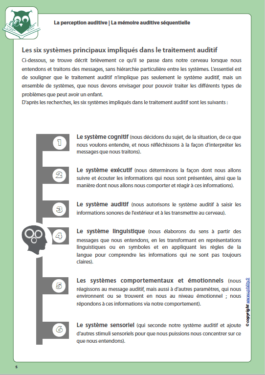 Développement de la perception auditive | LA MÉMOIRE AUDITIVE SÉQUENTIELLE - Upbility.fr