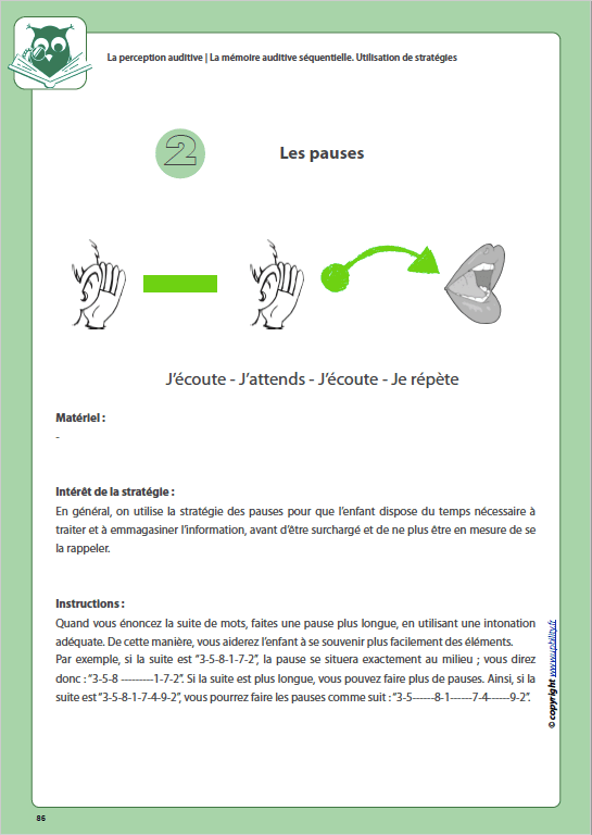 Développement de la perception auditive | LA MÉMOIRE AUDITIVE SÉQUENTIELLE - Upbility.fr
