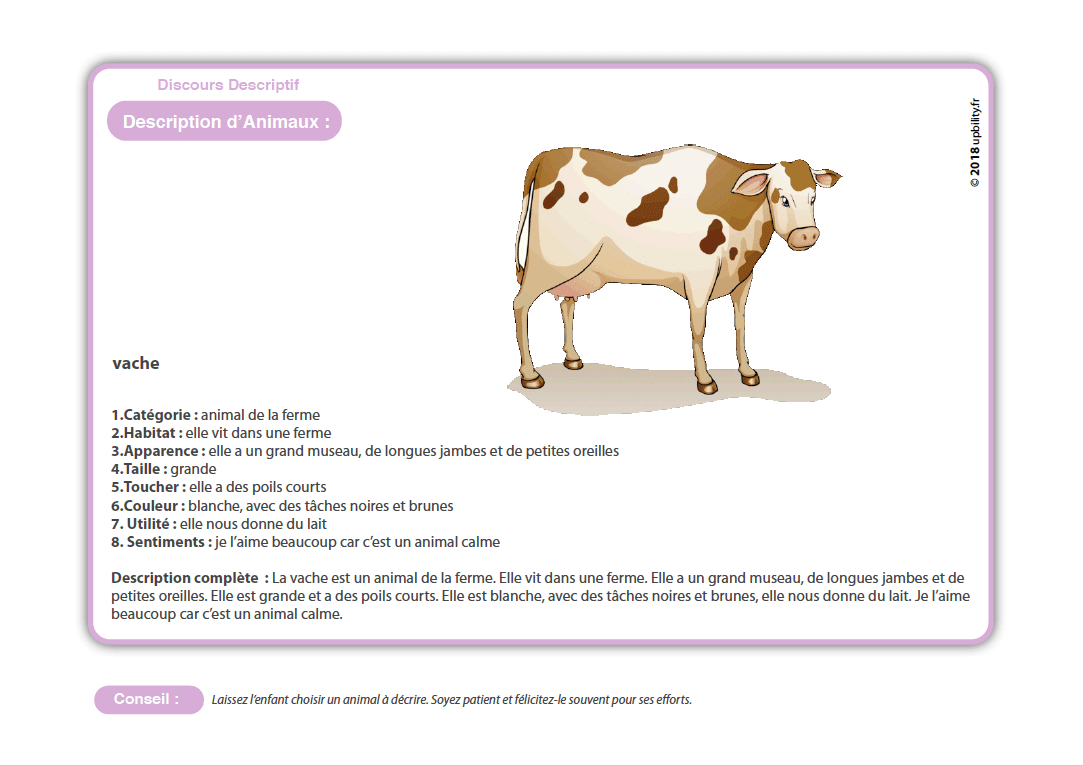 Développement du discours descriptif - Âge 4 ans et plus - Upbility.fr