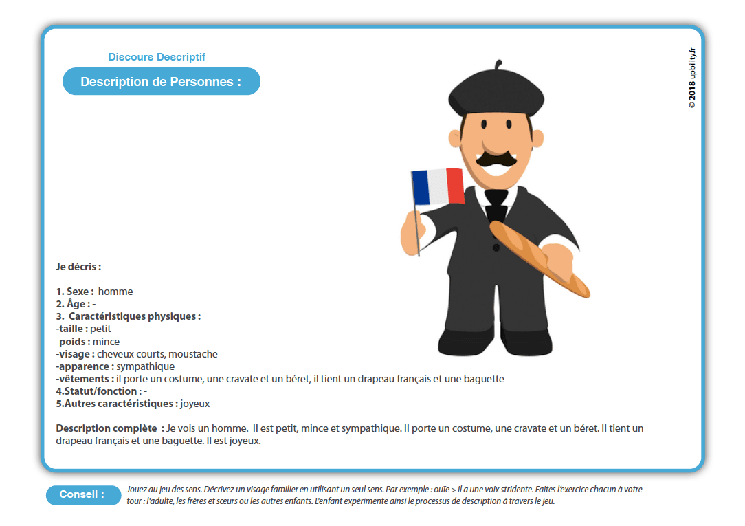 Développement du discours descriptif - Âge 4 ans et plus - Upbility.fr