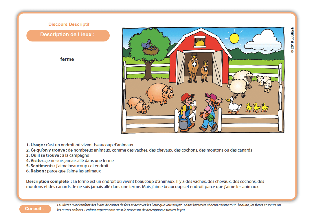 Développement du discours descriptif - Âge 4 ans et plus - Upbility.fr