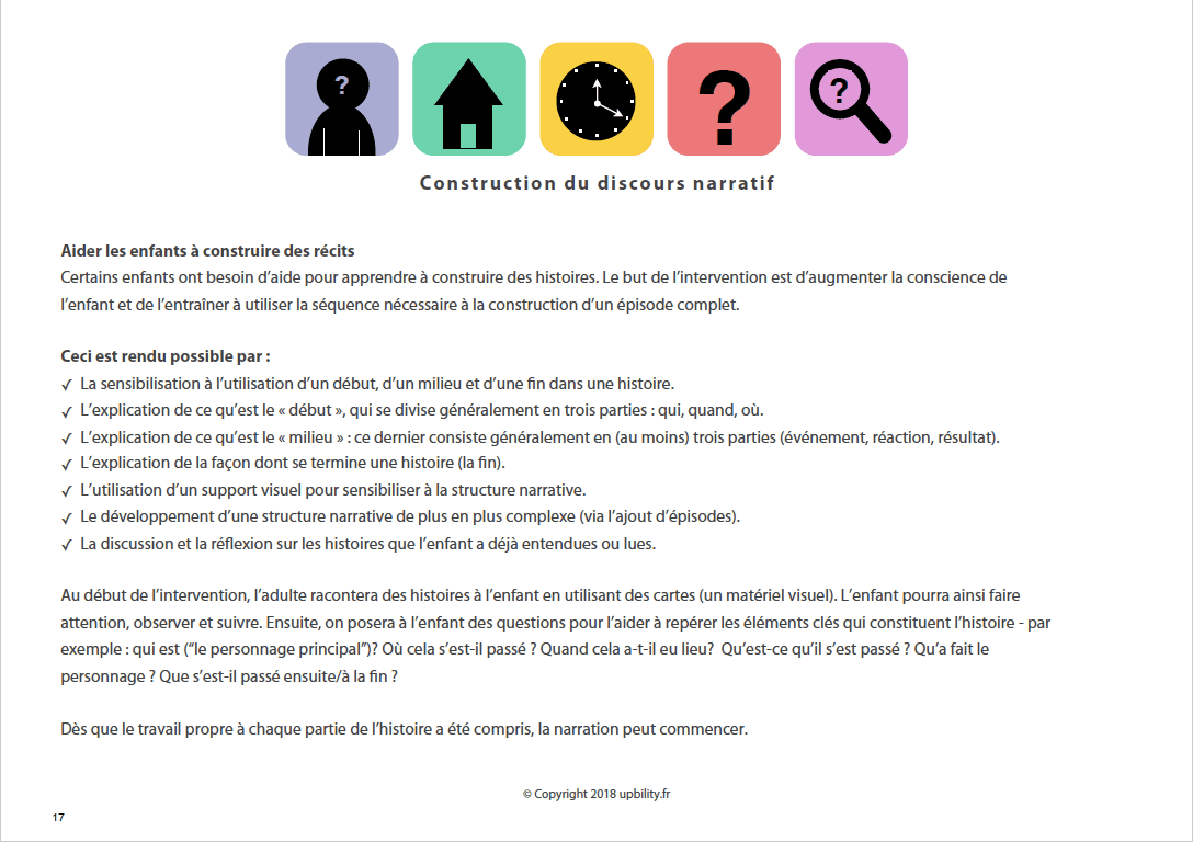 Développement du discours narratif - Upbility.fr