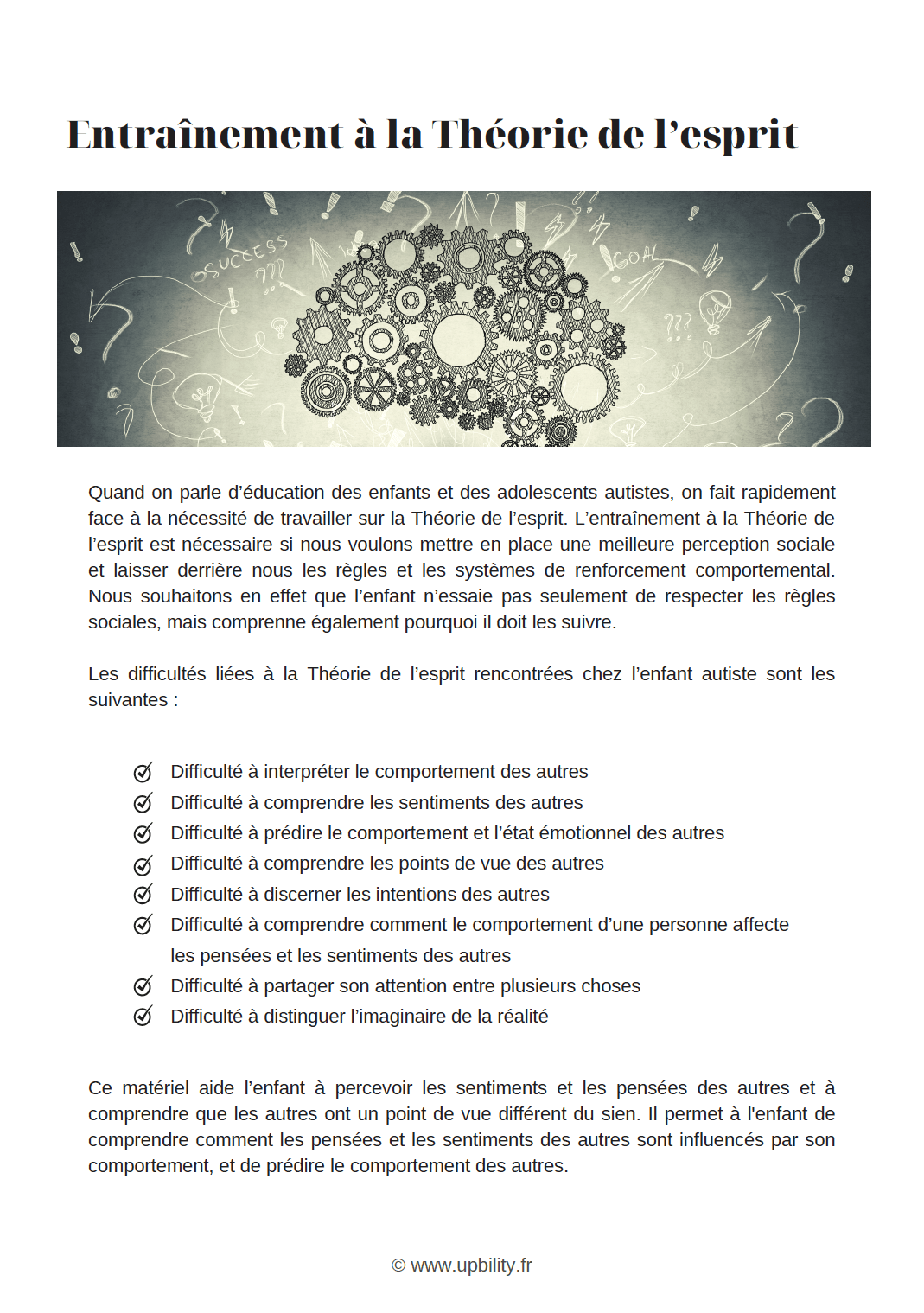 Entraînement à la Théorie de l’esprit - Upbility.fr