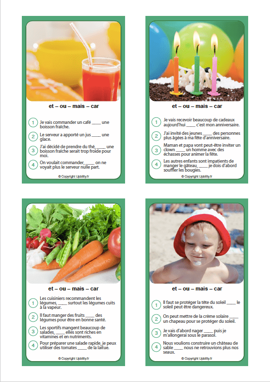 FICHES ILLUSTRÉES | Apprendre à utiliser les conjonctions - Upbility.fr
