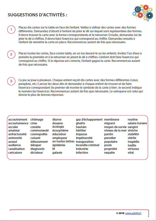 FICHES ILLUSTRÉES | Développement du vocabulaire (12-13 ans) - Upbility.fr