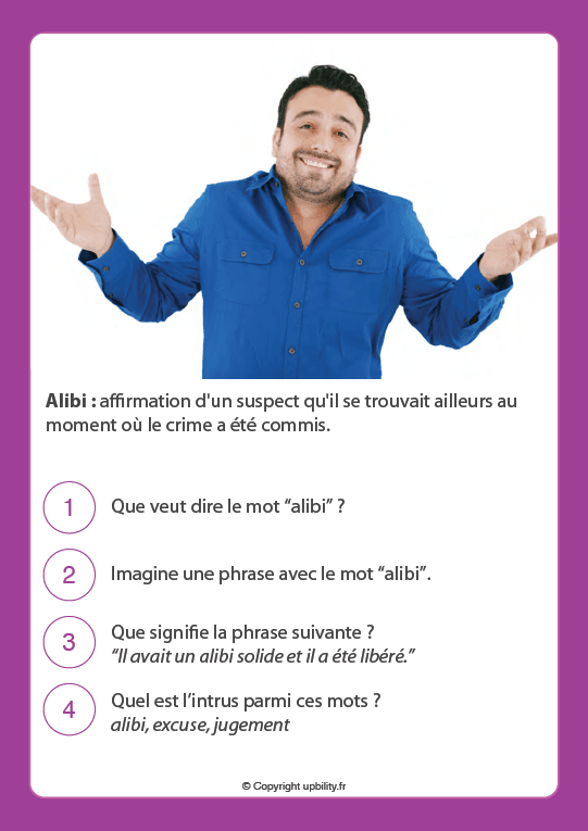 FICHES ILLUSTRÉES | Développement du vocabulaire (13-14 ans) - Upbility.fr