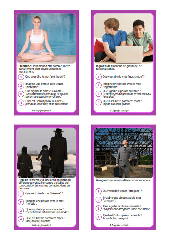 FICHES ILLUSTRÉES | Développement du vocabulaire (13-14 ans) - Upbility.fr