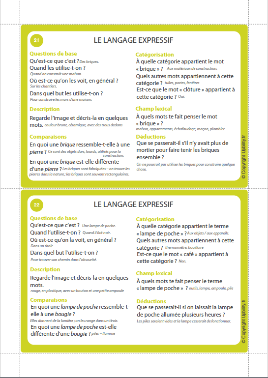 FICHES ILLUSTRÉES | Exercices pour améliorer le langage expressif - Upbility.fr