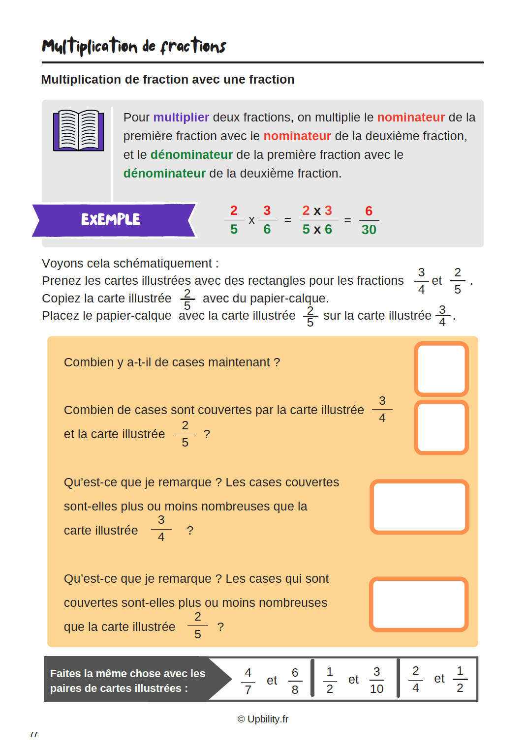 FRACTIONS | Apprentissage des concepts de base à l'aide de cartes - Upbility.fr