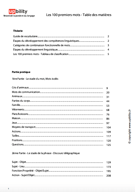 LES 100 PREMIERS MOTS | Un guide pour le développement de la parole et du langage - Upbility.fr