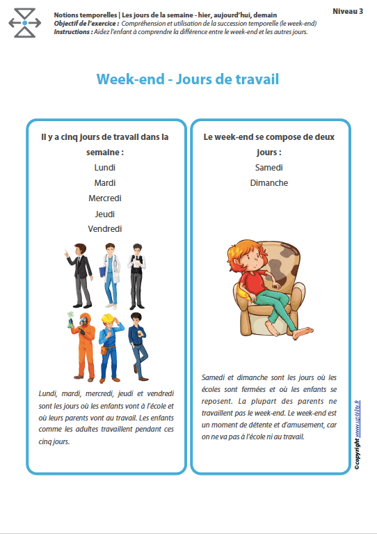 L’ORIENTATION TEMPORELLE | Les jours de la semaine – hier, aujourd’hui, demain - Upbility.fr