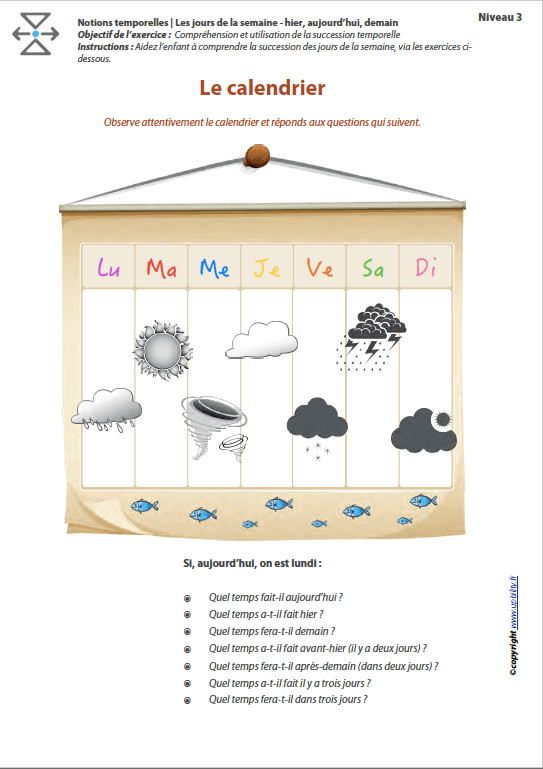 L’ORIENTATION TEMPORELLE | Les jours de la semaine – hier, aujourd’hui, demain - Upbility.fr