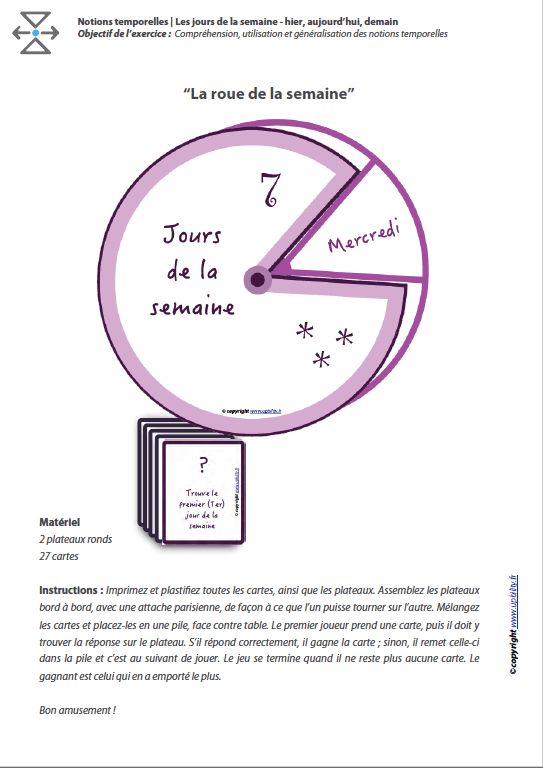 L’ORIENTATION TEMPORELLE | Les jours de la semaine – hier, aujourd’hui, demain - Upbility.fr