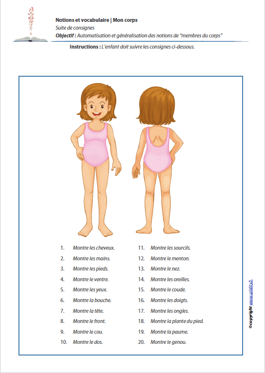 MON CORPS | Notions et vocabulaire - Upbility.fr