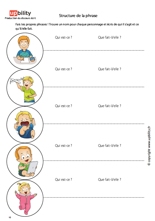 PRODUCTION DU DISCOURS ÉCRIT | Structure de la phrase - Upbility.fr