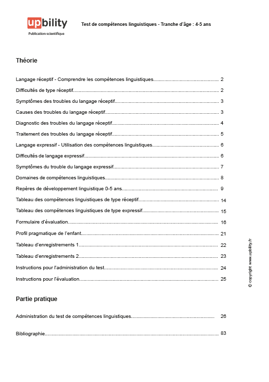 TEST de compétences linguistiques | 4-5 ans - Upbility.fr