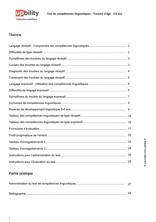 TEST de compétences linguistiques | 5-6 ans - Upbility.fr