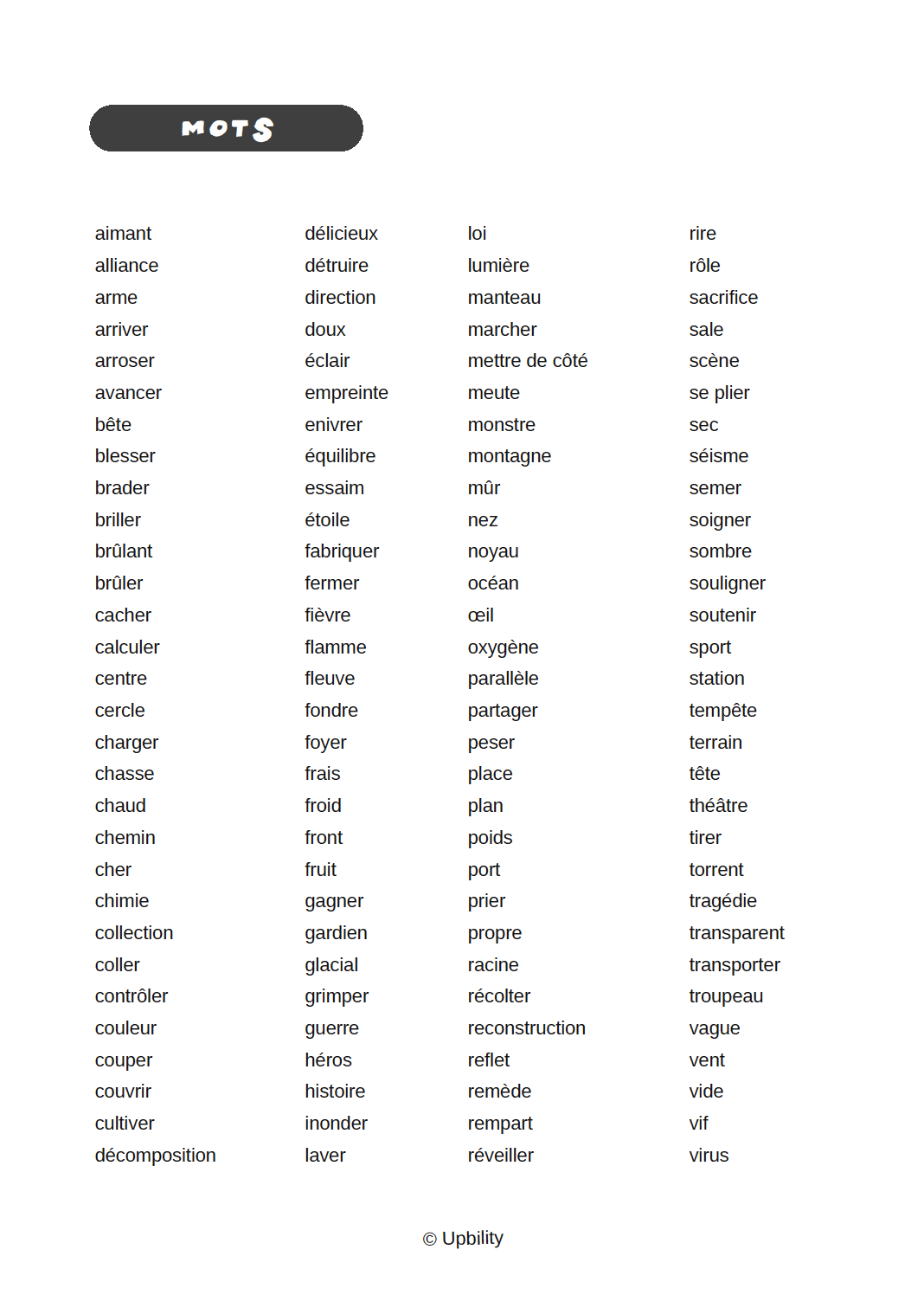 Trouve le mot | Sens propre et sens figuré - Upbility.fr