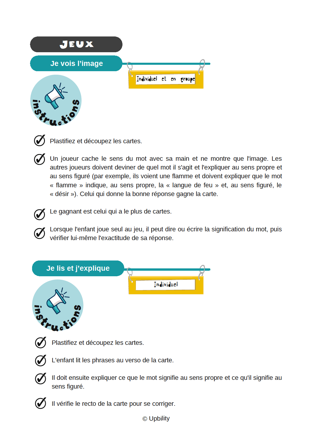 Trouve le mot | Sens propre et sens figuré - Upbility.fr