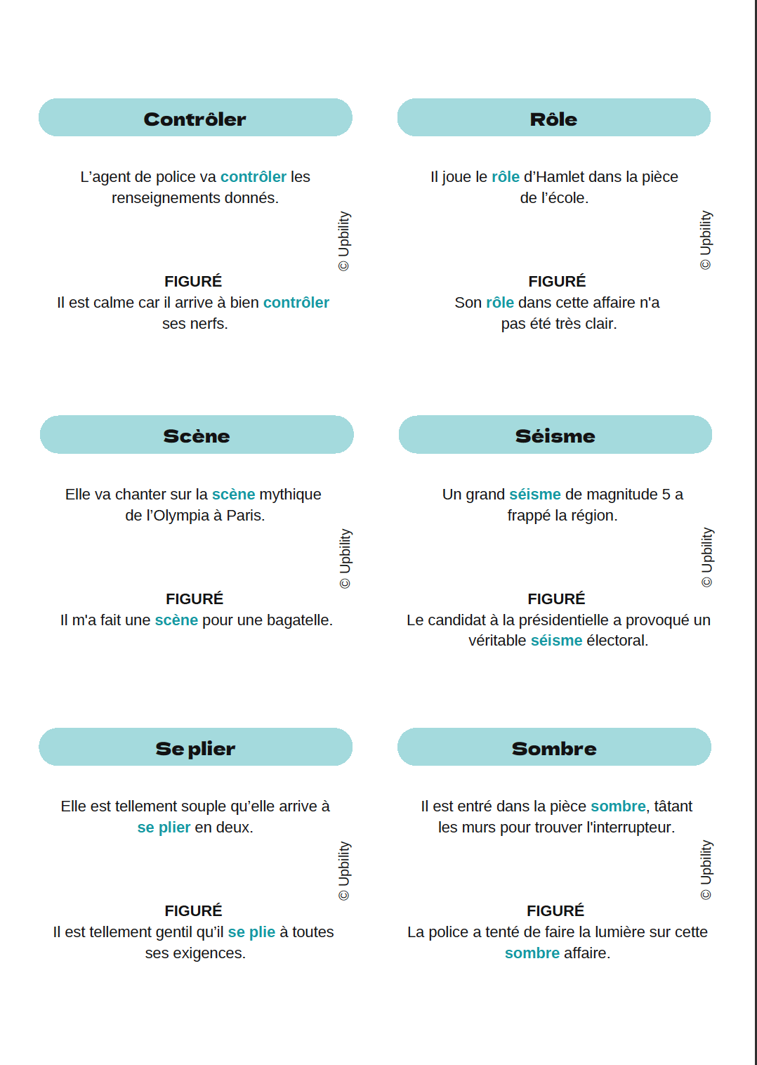 Trouve le mot | Sens propre et sens figuré - Upbility.fr