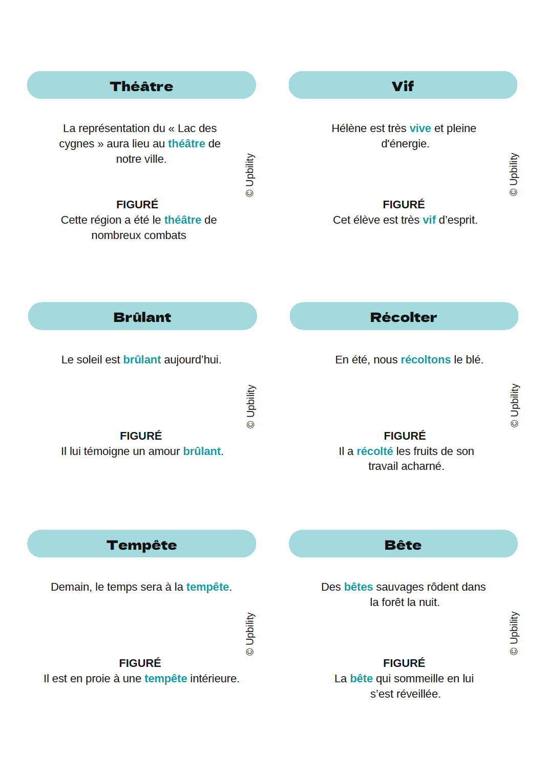 Trouve le mot | Sens propre et sens figuré - Upbility.fr
