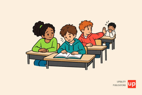 Des élèves dans une classe écoutent attentivement un camarade qui lit à voix haute.