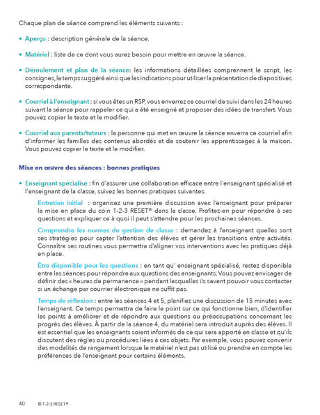 Manuel d'intervention 1-2-3 RESET® |  Guide d'intervention comportementale sensible aux traumatismes