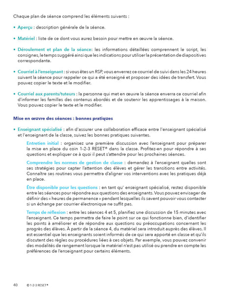 Manuel d'intervention 1-2-3 RESET® |  Guide d'intervention comportementale sensible aux traumatismes