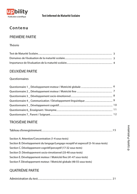Test informel de Maturité Scolaire