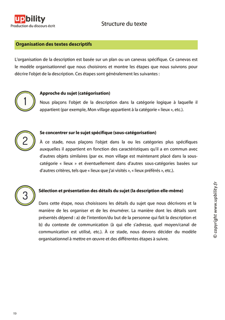 PRODUCTION DU DISCOURS ÉCRIT | Structure du texte - Partie A