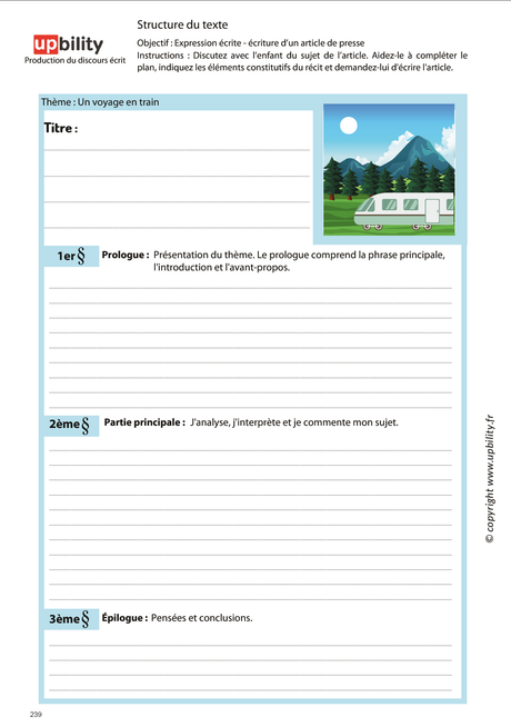 PRODUCTION DU DISCOURS ÉCRIT | Structure du texte - Partie A