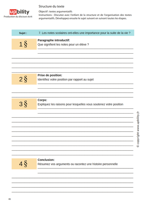 PRODUCTION DU DISCOURS ÉCRIT | Structure du texte - Partie B