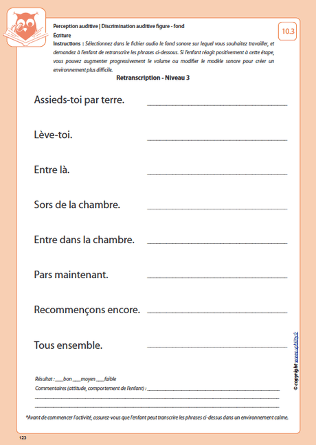 Développement de la perception auditive | DISCRIMINATION AUDITIVE FIGURE - FOND - Upbility.fr
