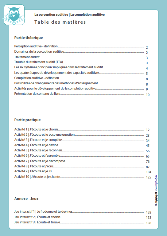 Développement de la perception auditive | LA COMPLÉTION AUDITIVE - Upbility.fr