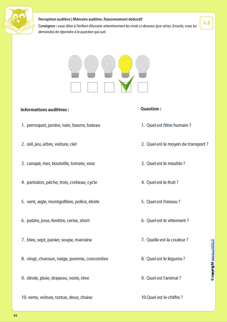 Développement de la perception auditive | LA MÉMOIRE AUDITIVE - Upbility.fr