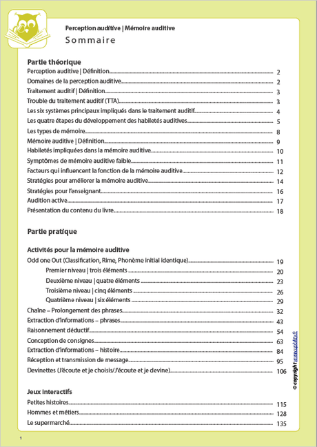 Développement de la perception auditive | LA MÉMOIRE AUDITIVE - Upbility.fr