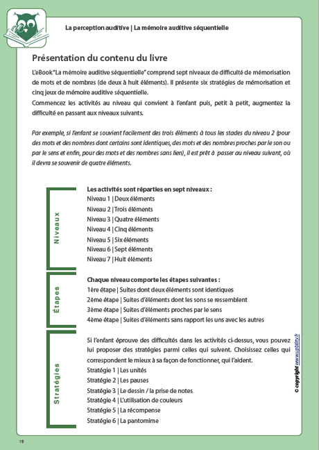 Développement de la perception auditive | LA MÉMOIRE AUDITIVE SÉQUENTIELLE - Upbility.fr