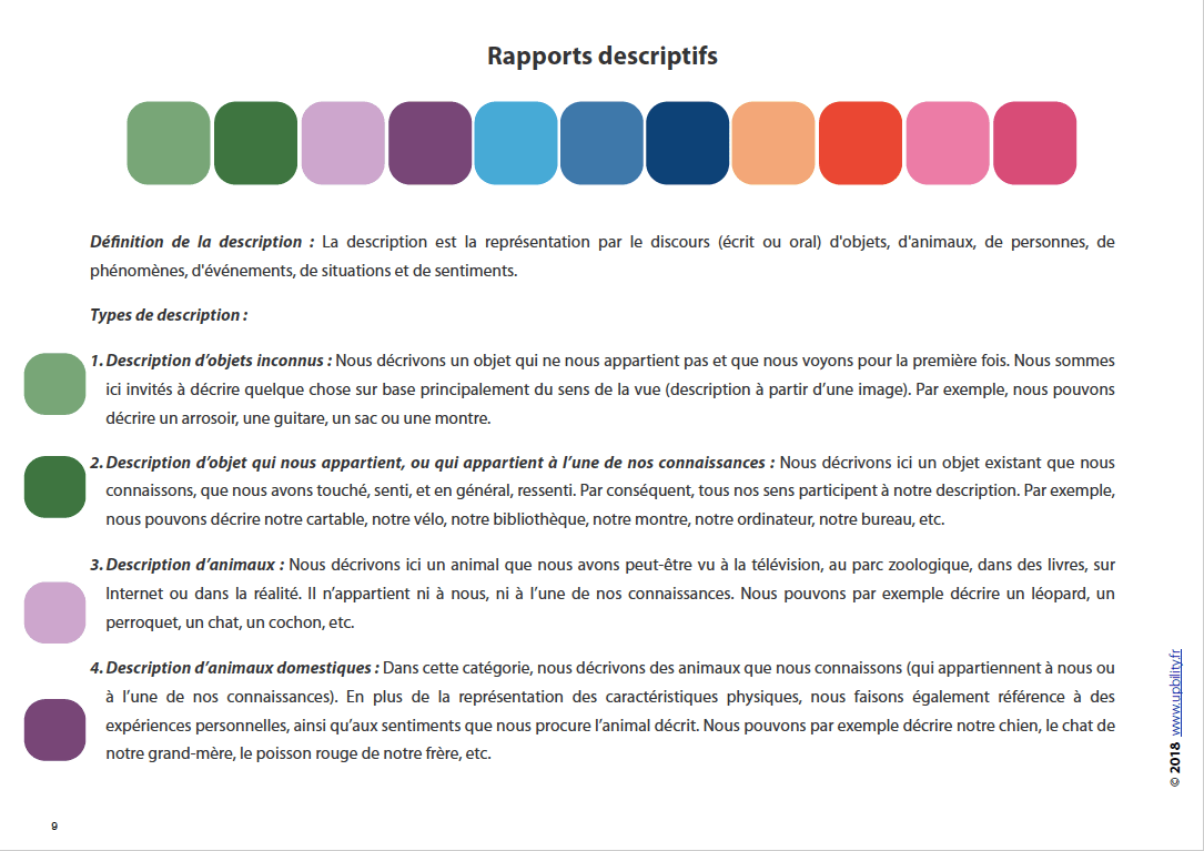 Développement du discours descriptif – Âge 8 ans et + - Upbility.fr