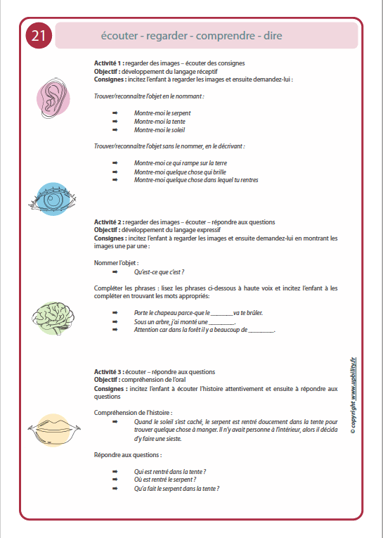 ÉCOUTER – REGARDER – COMPRENDRE – DIRE | Développement du langage réceptif et expressif - Upbility.fr