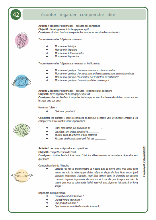 ÉCOUTER – REGARDER – COMPRENDRE – DIRE | Développement du langage réceptif et expressif - Upbility.fr