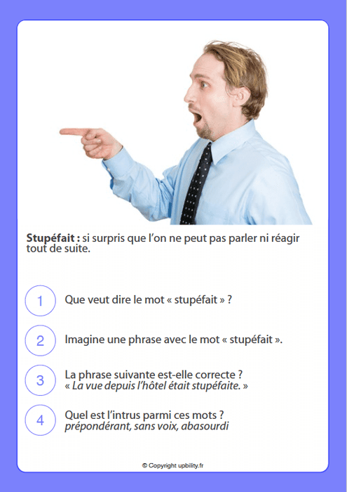 FICHES ILLUSTRÉES | Développement du vocabulaire (10-12 ans) - Upbility.fr
