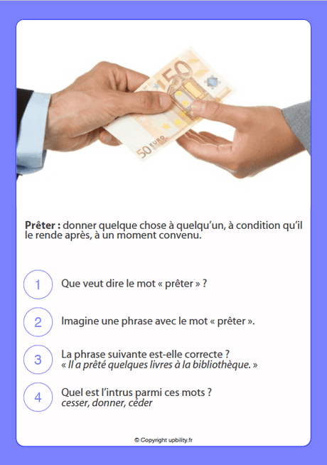 FICHES ILLUSTRÉES | Développement du vocabulaire (10-12 ans) - Upbility.fr