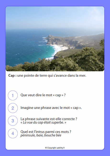 FICHES ILLUSTRÉES | Développement du vocabulaire (10-12 ans) - Upbility.fr